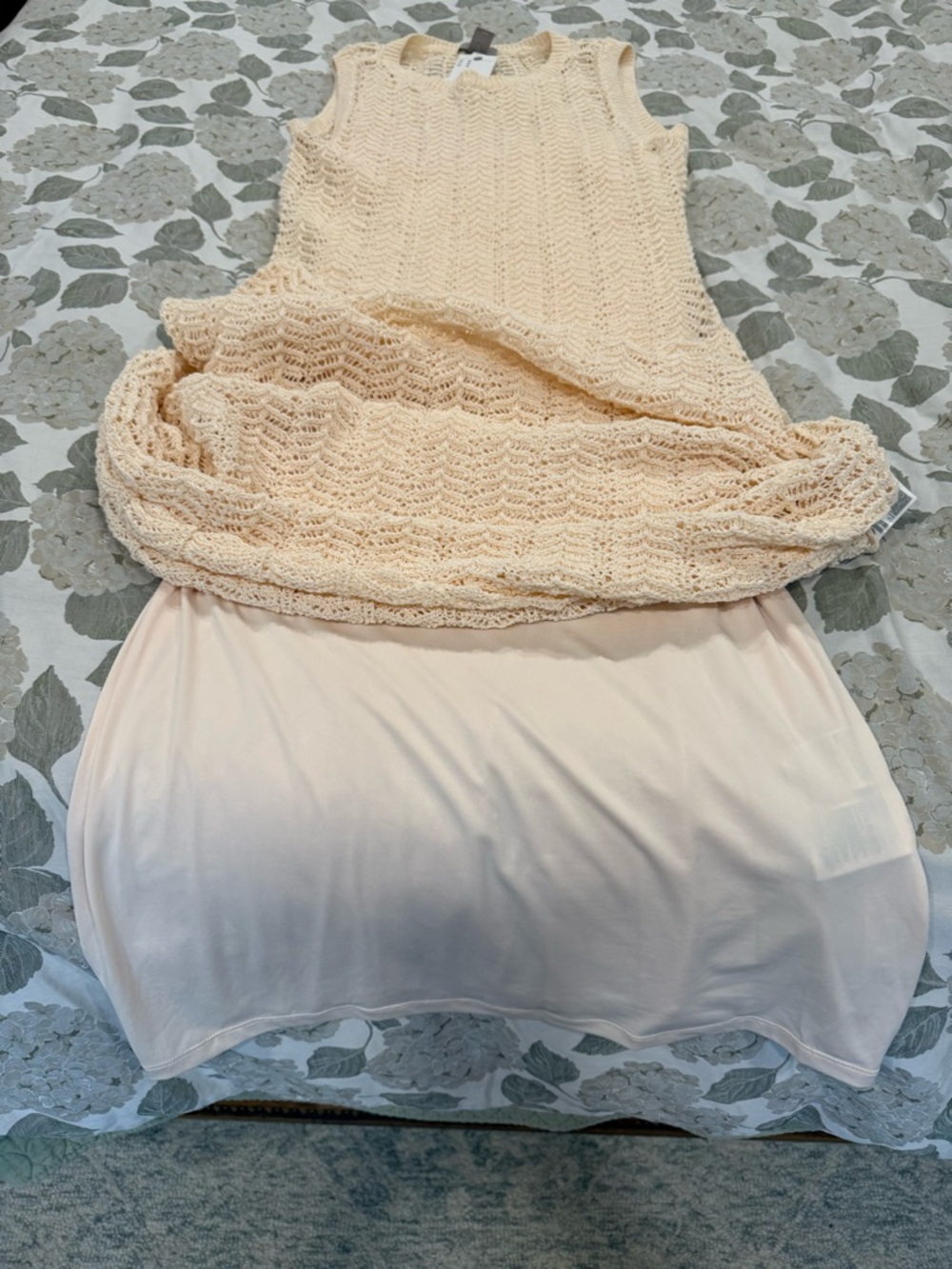 H&M Cream Open-Weave Knit Tank Maxi Dress Size Medium - Picture 3 of 8